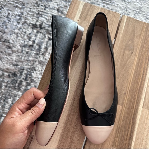 *SOLD* J.Crew Women's Ballet Leather Flats with Cap Tie in Black & Tan US 10 - Picture 9 of 12